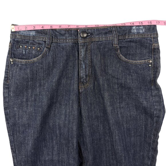 CODE BLEU Flare Jeans Size 12 Dark Wash Studded Back Pockets Bootcut - Picture 16 of 16